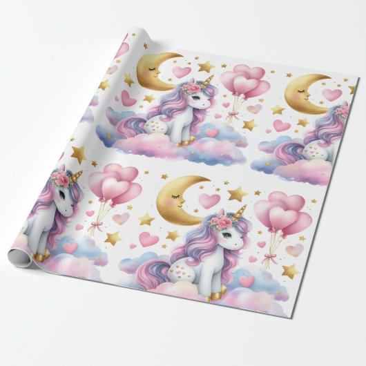 Pastel Unicorn Geschenkpapier (Ungerollt)