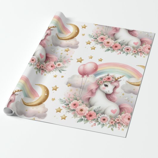 Pastel Unicorn Geschenkpapier (Ungerollt)