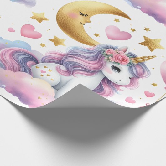 Pastel Unicorn Geschenkpapier (Ecke)