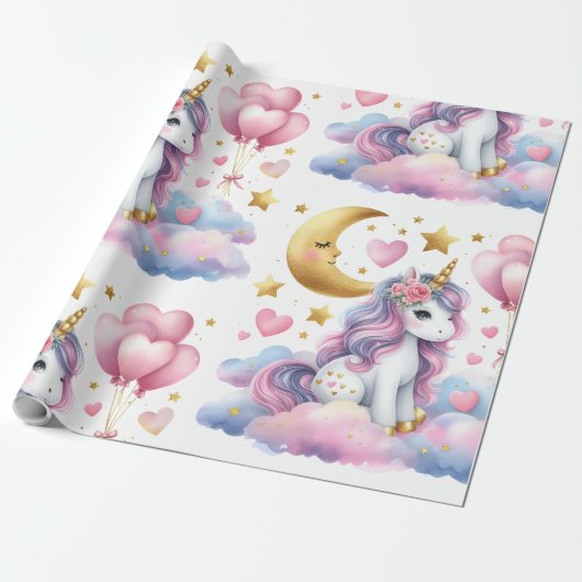 Pastel Unicorn Geschenkpapier (Ungerollt)