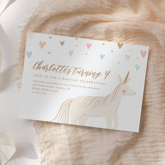 Pastel Unicorn Girl Birthday Einladung