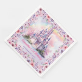 Pastel Unicorn Girl Birthday Fee Castel Serviette (Ecke)