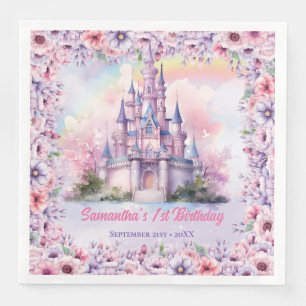 Pastel Unicorn Girl Birthday Fee Castel Serviette