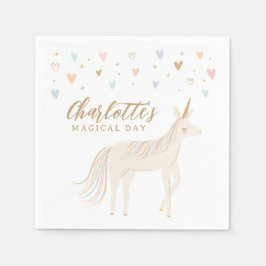 Pastel Unicorn Girl Birthday Serviette