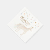 Pastel Unicorn Girl Birthday Serviette (Ecke)