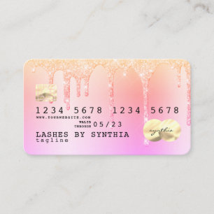 Pastel unicorn Glitzer Tropfen Kreditkarte Hologra Visitenkarte