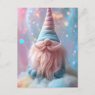 Pastel Unicorn Gnome/Gonk mit flauschig rosafarben Feiertagspostkarte