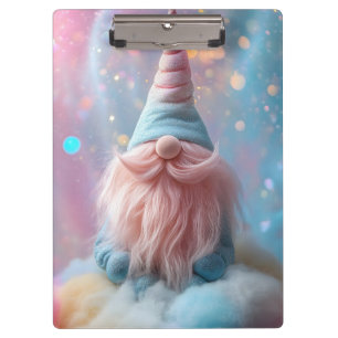 Pastel Unicorn Gnome/Gonk mit flauschig rosafarben Klemmbrett