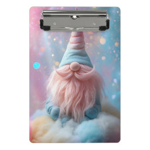 Pastel Unicorn Gnome/Gonk mit flauschig rosafarben Mini Klemmbrett