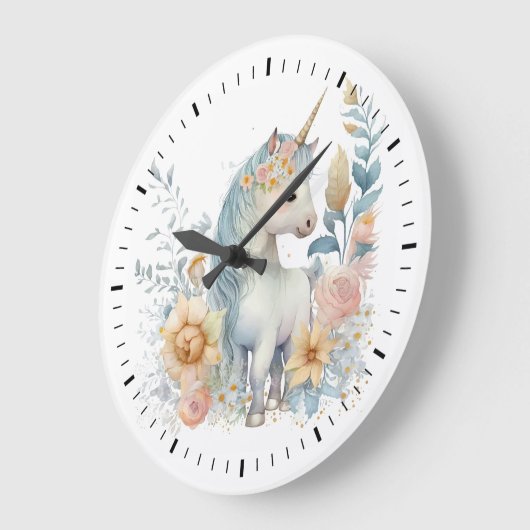 Pastel Unicorn Große Wanduhr (Winkel)