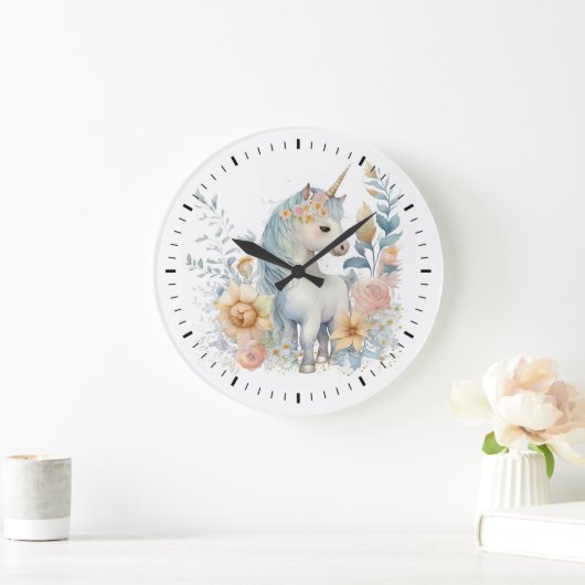 Pastel Unicorn Große Wanduhr (Zuhause)