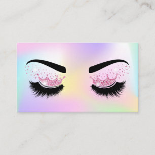Pastel Unicorn hologram Makeup artist Crown Lash Visitenkarte