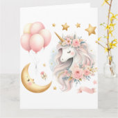 Pastel Unicorn Karte (Gelbe Blume)