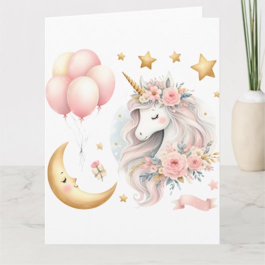 Pastel Unicorn Karte (Vorderseite)