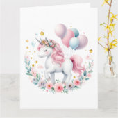 Pastel Unicorn Karte (Gelbe Blume)
