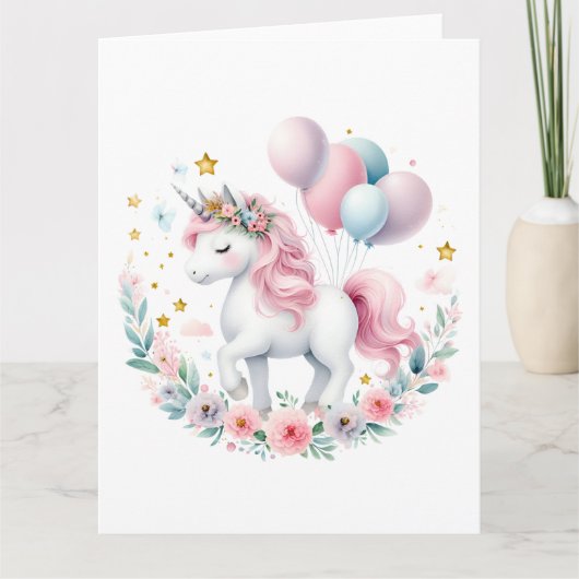 Pastel Unicorn Karte (Vorderseite)