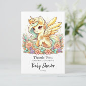 Pastel Unicorn Kinderdusche Dankeskarte (Stehend Vorderseite)