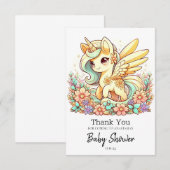 Pastel Unicorn Kinderdusche Dankeskarte (Vorne/Hinten)