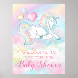 Pastel Unicorn Kinderdusche Einladungen Poster