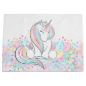 Pastel Unicorn Kinderdusche Große Geschenktüte (Vorderseite)
