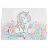 Pastel Unicorn Kinderdusche Große Geschenktüte (Rückseite)