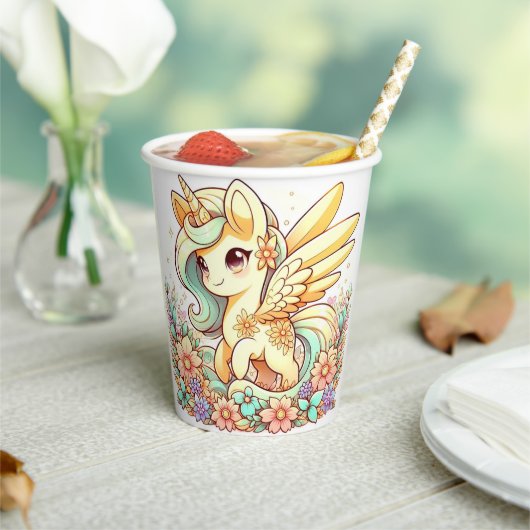 Pastel Unicorn Kinderdusche Pappbecher (In Situ)