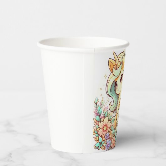 Pastel Unicorn Kinderdusche Pappbecher (Rechts)