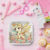 Pastel Unicorn Kinderdusche Pappteller (Party)