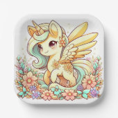 Pastel Unicorn Kinderdusche Pappteller (Vorderseite)