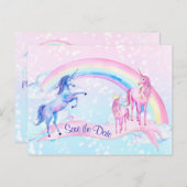 Pastel Unicorn Kinderdusche Save the Date Postkart Postkarte (Vorne/Hinten)