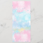 Pastel Unicorn Kinderduschmenüs Menükarte (Rückseite)