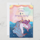 Pastel Unicorn Kindergeburtstag Einladung (Vorderseite)