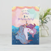 Pastel Unicorn Kindergeburtstag Einladung (Stehend Vorderseite)