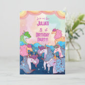 Pastel Unicorn Kindergeburtstag Einladung (Stehend Vorderseite)