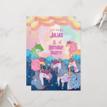 Pastel Unicorn Kindergeburtstag Einladung