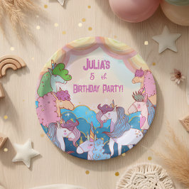 Pastel Unicorn Kindergeburtstag Pappteller