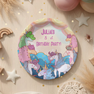 Pastel Unicorn Kindergeburtstag Pappteller