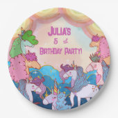 Pastel Unicorn Kindergeburtstag Pappteller (Vorderseite)