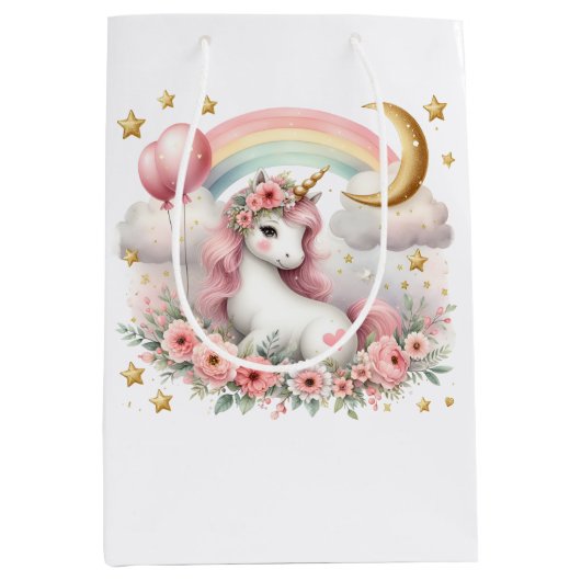 Pastel Unicorn Mittlere Geschenktüte (Vorderseite)