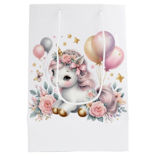 Pastel Unicorn Mittlere Geschenktüte (Rückseite)