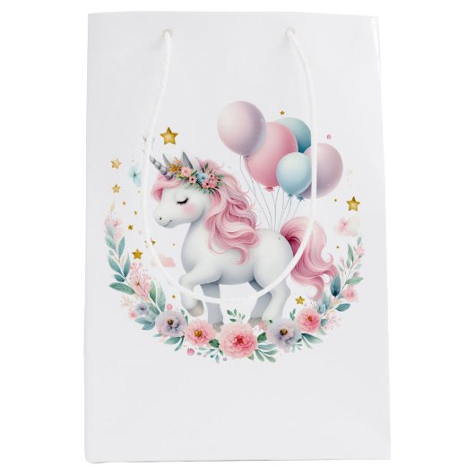 Pastel Unicorn Mittlere Geschenktüte (Vorderseite)