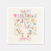 Pastel Unicorn Niedlich Modern Birthday Party Serviette (Vorderseite)