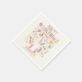 Pastel Unicorn Niedlich Modern Birthday Party Serviette (Ecke)