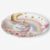 Pastel Unicorn Pappteller (Schrägansicht)