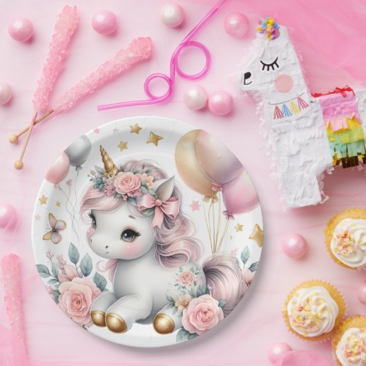Pastel Unicorn Pappteller (Party)