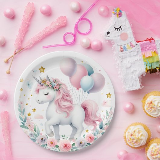 Pastel Unicorn Pappteller (Party)