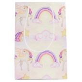 Pastel Unicorn Pegasus Mittlere Geschenktüte (Vorderseite)