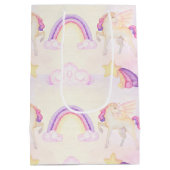Pastel Unicorn Pegasus Mittlere Geschenktüte (Rückseite)