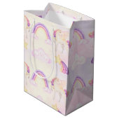 Pastel Unicorn Pegasus Mittlere Geschenktüte (Rückseite Schrägansicht)