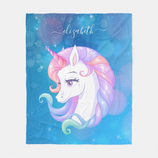 Pastel Unicorn Pony Fleecedecke (Vorderseite)
